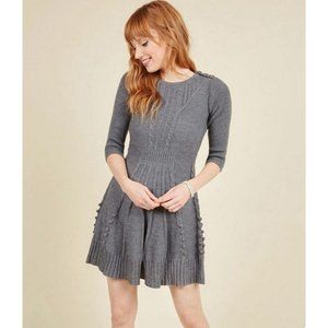 Modcloth MAK Warm Cider Sweater Dress Ash Small